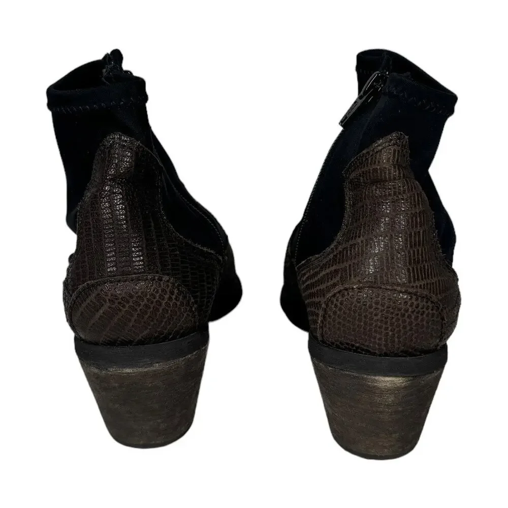 Free People Jackson West Ankle Boot 37 7 Brown Black Leather Bootie Boho - Picture 4 of 10